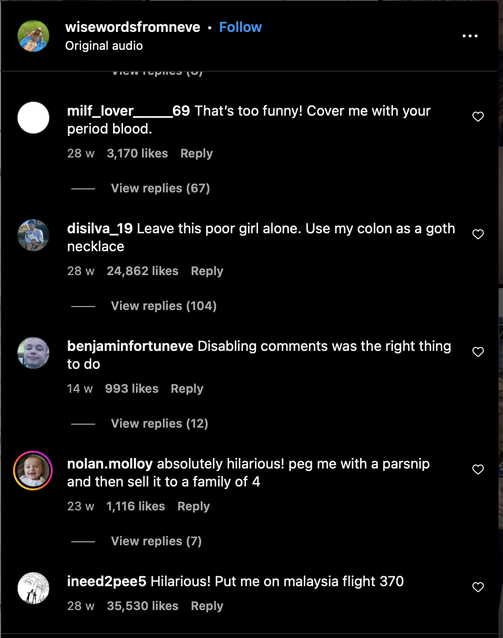 Comments on wisewordswithnieve posts