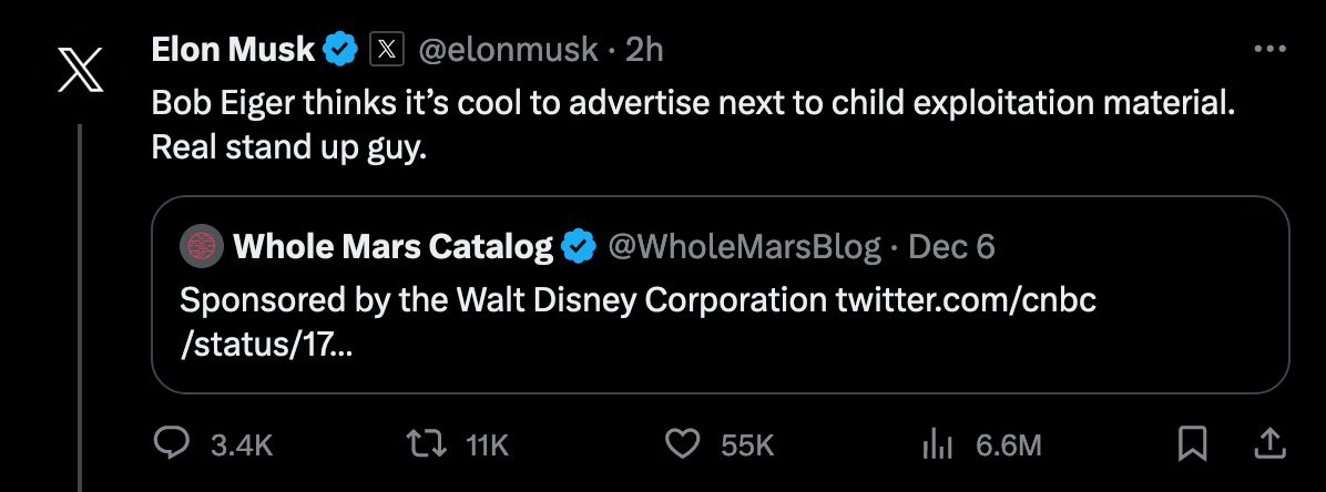 Elon directly targeting Bob Iger 2