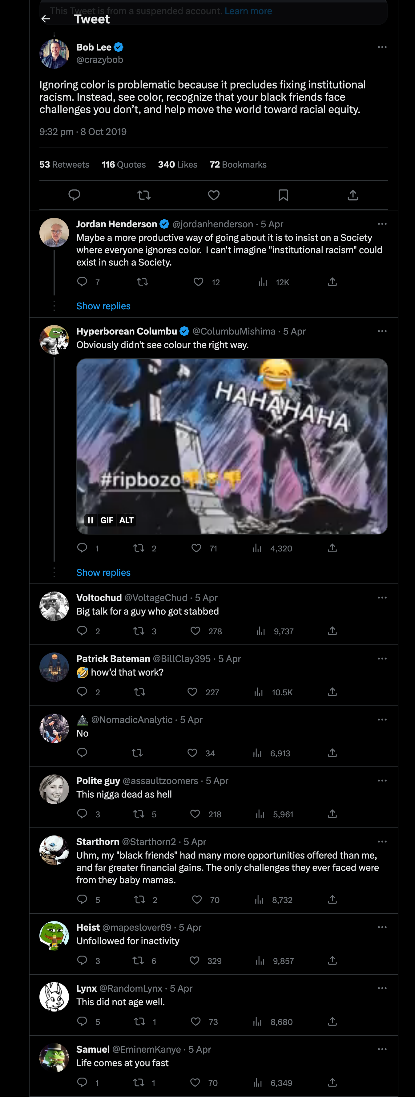 Replies to a post by Bob Lee, after he passed away